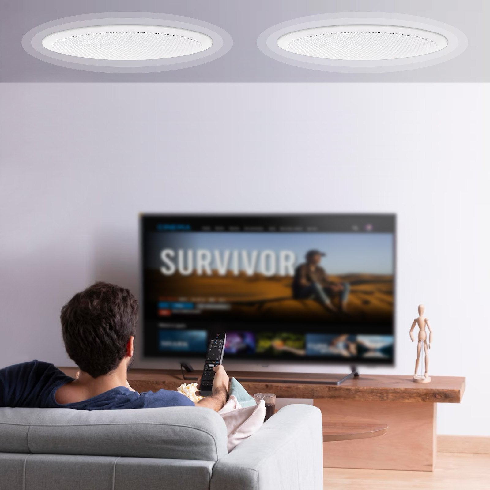 VEVOR 2 PCs 8 Inch in Ceiling Speakers, 50-Watts, Flush Mount Ceiling & in-Wall Speakers System with 8?Impedance 89dB Sensitivity, for Home Kitchen Living Room Bedroom or Covered Outdoor Porches