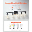 5-Light Bathroom Vanity Light Fixture, 37.1-Inch Modern Wall Light with Clear Glass Shades, E26 Base, Matte Black