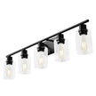 5-Light Bathroom Vanity Light Fixture, 37.1-Inch Modern Wall Light with Clear Glass Shades, E26 Base, Matte Black