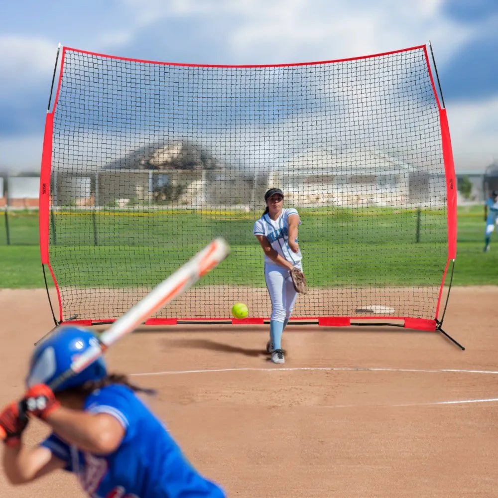 VEVOR Barricade Backstop Net, 12x9 ft Ball Sports Barrier Netting, Portable Practice Equipment with Carry Bag, Protection Screen for Baseball Softball Lacrosse Soccer Hockey Training, for Backyard