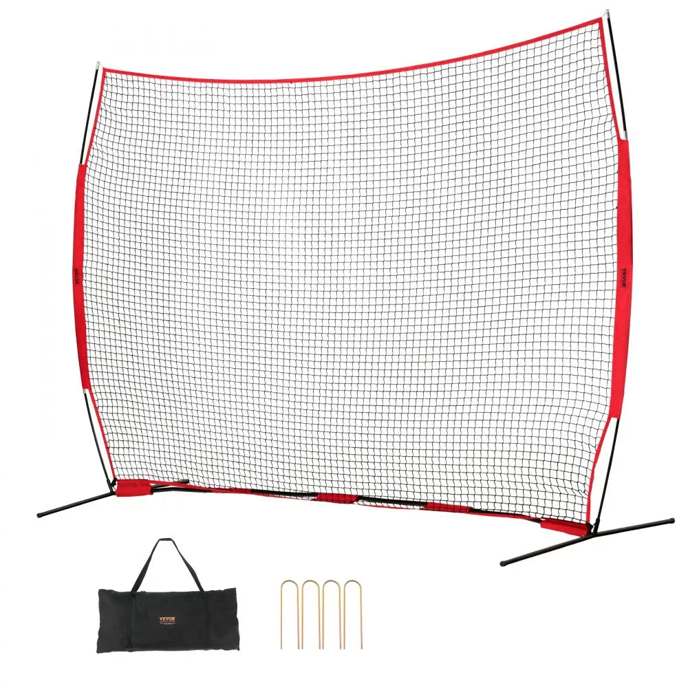 VEVOR Barricade Backstop Net, 12x9 ft Ball Sports Barrier Netting, Portable Practice Equipment with Carry Bag, Protection Screen for Baseball Softball Lacrosse Soccer Hockey Training, for Backyard