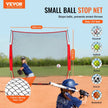 VEVOR Barricade Backstop Net, 7x7 ft Ball Sports Barrier Netting, Portable Practice Equipment with Carry Bag, Protection Screen for Baseball Softball Lacrosse Soccer Hockey Training, for Backyard