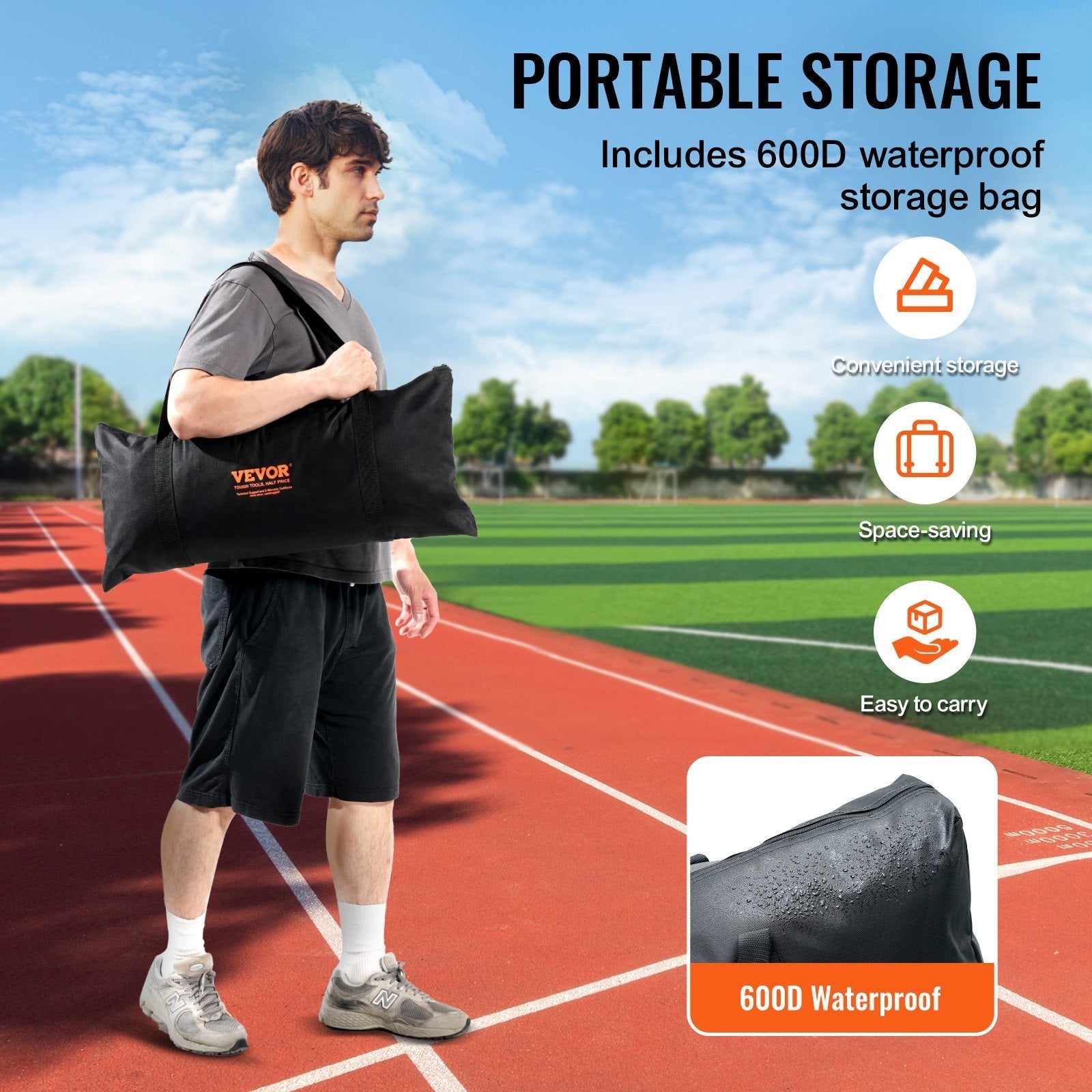 VEVOR Barricade Backstop Net, 7x7 ft Ball Sports Barrier Netting, Portable Practice Equipment with Carry Bag, Protection Screen for Baseball Softball Lacrosse Soccer Hockey Training, for Backyard