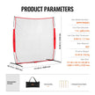 VEVOR Barricade Backstop Net, 7x7 ft Ball Sports Barrier Netting, Portable Practice Equipment with Carry Bag, Protection Screen for Baseball Softball Lacrosse Soccer Hockey Training, for Backyard
