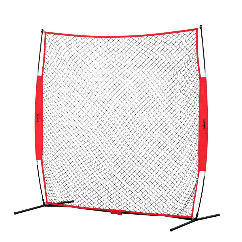 VEVOR Barricade Backstop Net, 7x7 ft Ball Sports Barrier Netting, Portable Practice Equipment with Carry Bag, Protection Screen for Baseball Softball Lacrosse Soccer Hockey Training, for Backyard