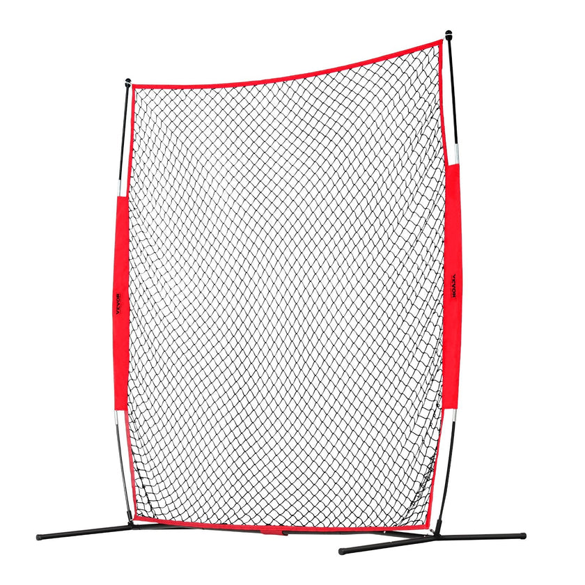 VEVOR Barricade Backstop Net, 7x7 ft Ball Sports Barrier Netting, Portable Practice Equipment with Carry Bag, Protection Screen for Baseball Softball Lacrosse Soccer Hockey Training, for Backyard