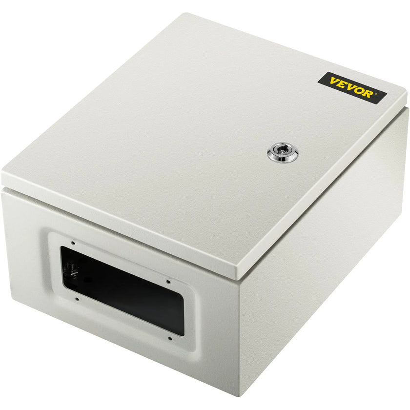 VEVOR Steel Electrical Box 12'' x 10'' x 6'' Electrical Enclosure Box, Carbon Steel Hinged Junction Box, IP65 Weatherproof Metal Box Wall-Mounted Electronic Equipment Enclosure Box with Mounting Plate