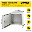 VEVOR Steel Electrical Box 12'' x 12'' x 8'' Electrical Enclosure Box, Carbon Steel Hinged Junction Box, IP65 Weatherproof Metal Box Wall-Mounted Electronic Equipment Enclosure Box with Mounting Plate