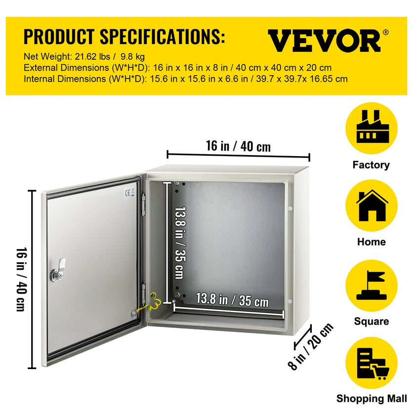 VEVOR Steel Electrical Box 16 x 16 x 8