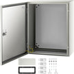 VEVOR Steel Electrical Box 20'' x 16'' x 8'' Electrical Enclosure Box, Carbon Steel Hinged Junction Box, IP65 Weatherproof Metal Box Wall-Mounted Electronic Equipment Enclosure Box with Mounting Plate