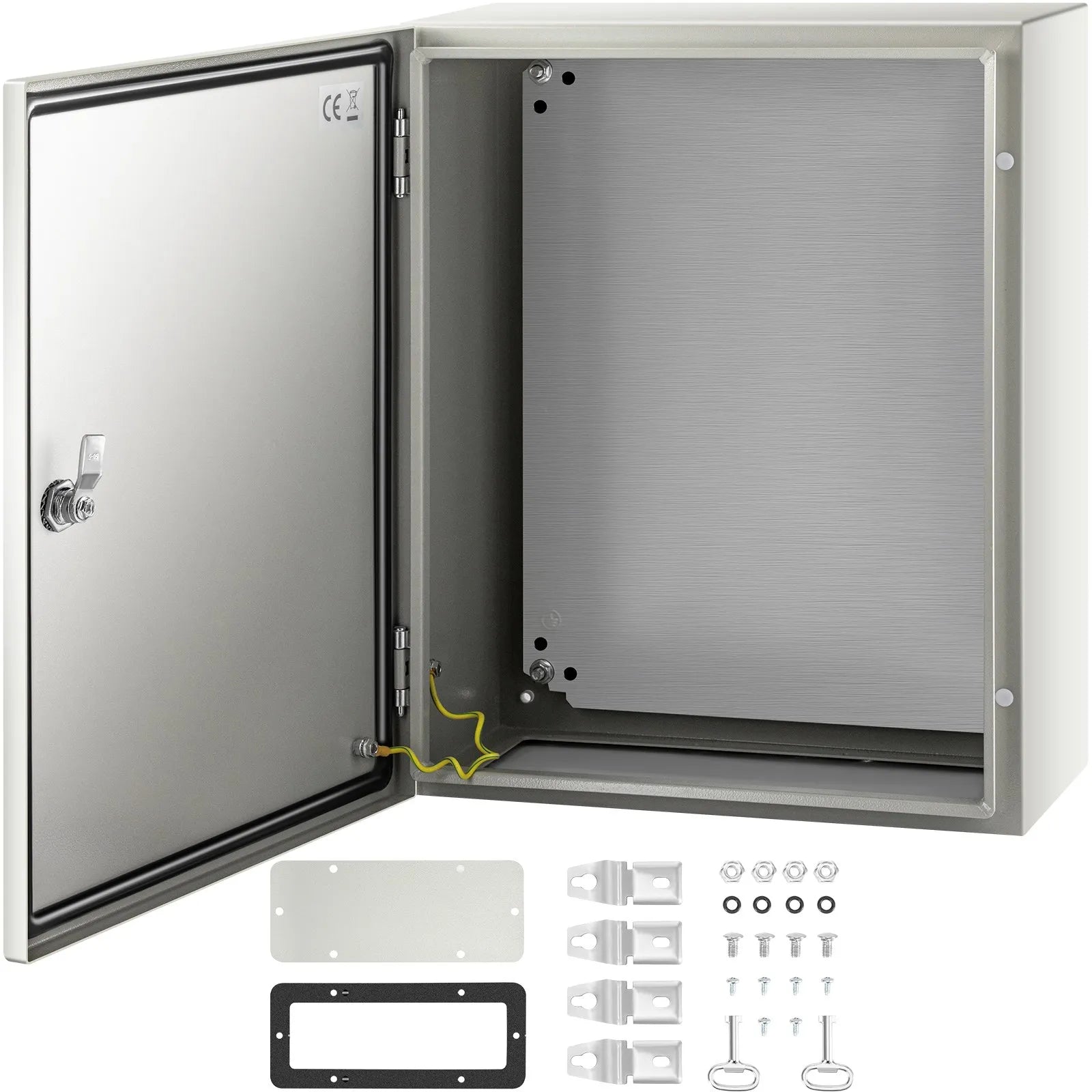 VEVOR Steel Electrical Box 20'' x 16'' x 8'' Electrical Enclosure Box, Carbon Steel Hinged Junction Box, IP65 Weatherproof Metal Box Wall-Mounted Electronic Equipment Enclosure Box with Mounting Plate