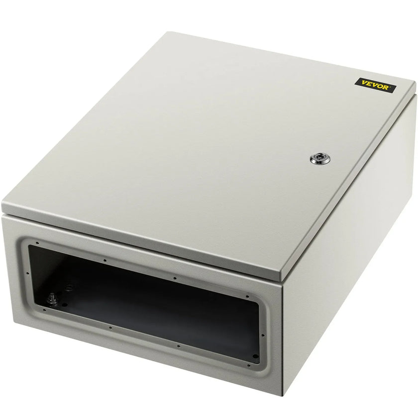 VEVOR Steel Electrical Box 20'' x 16'' x 8'' Electrical Enclosure Box, Carbon Steel Hinged Junction Box, IP65 Weatherproof Metal Box Wall-Mounted Electronic Equipment Enclosure Box with Mounting Plate