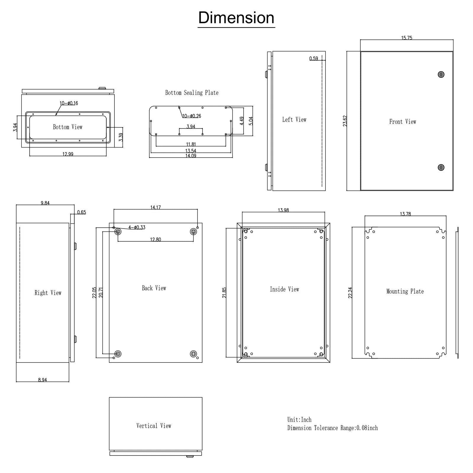 VEVOR Steel Electrical Box 24'' x 16'' x 10'' Electrical Enclosure Box, Carbon Steel Hinged Junction Box, IP65 Weatherproof Metal Box Wall-Mounted Electronic Equipment Enclosure Box with Mounting Plat