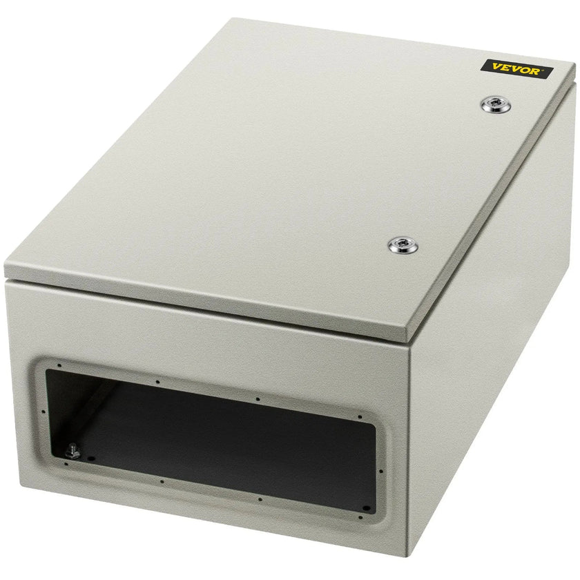 VEVOR Steel Electrical Box 24'' x 16'' x 10'' Electrical Enclosure Box, Carbon Steel Hinged Junction Box, IP65 Weatherproof Metal Box Wall-Mounted Electronic Equipment Enclosure Box with Mounting Plat