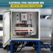 VEVOR Steel Electrical Box 24'' x 24'' x 8'' Electrical Enclosure Box, Carbon Steel Hinged Junction Box, IP65 Weatherproof Metal Box Wall-Mounted Electronic Equipment Enclosure Box with Mounting Plate