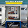 VEVOR Steel Electrical Box 24'' x 24'' x 12'' Electrical Enclosure, Carbon Steel Hinged Junction Box, IP65 Weatherproof Metal Box Wall-Mounted Electronic Equipment Enclosure Box with Mounting Plate