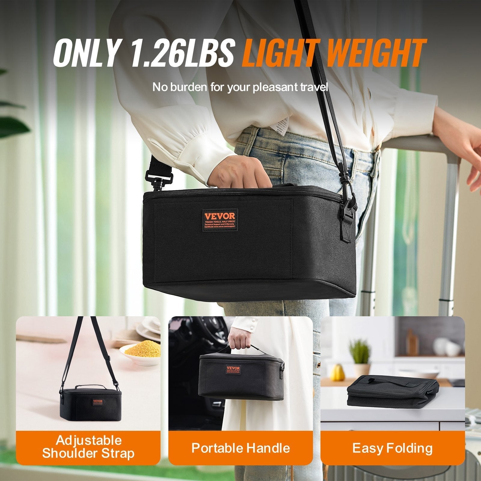 VEVOR Portable Oven, 12V Car Food Warmer, 2QT 55W Portable Mini Personal Microwave, Electric Heated Lunch Box for Camping, Travel, Compatible with Glass, Ceramic, Foil Containers (Black)