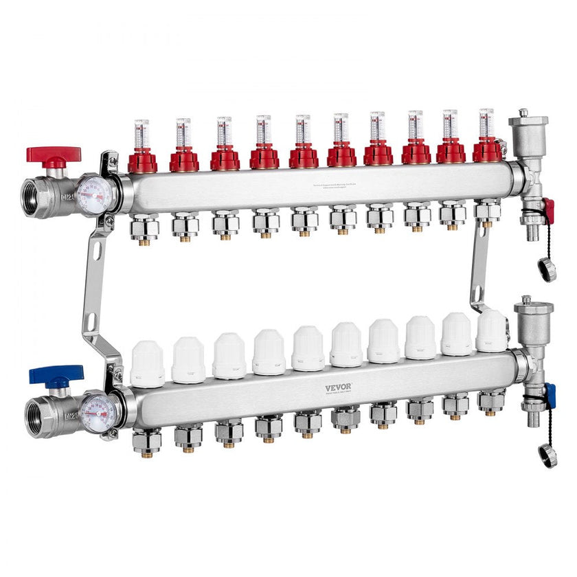 VEVOR 10-Branch Radiant Heat Manifold 1/2