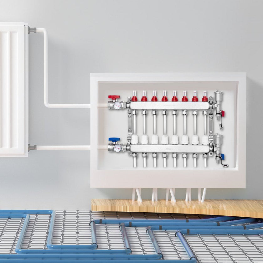 VEVOR 8-Branch Radiant Heat Manifold 1/2