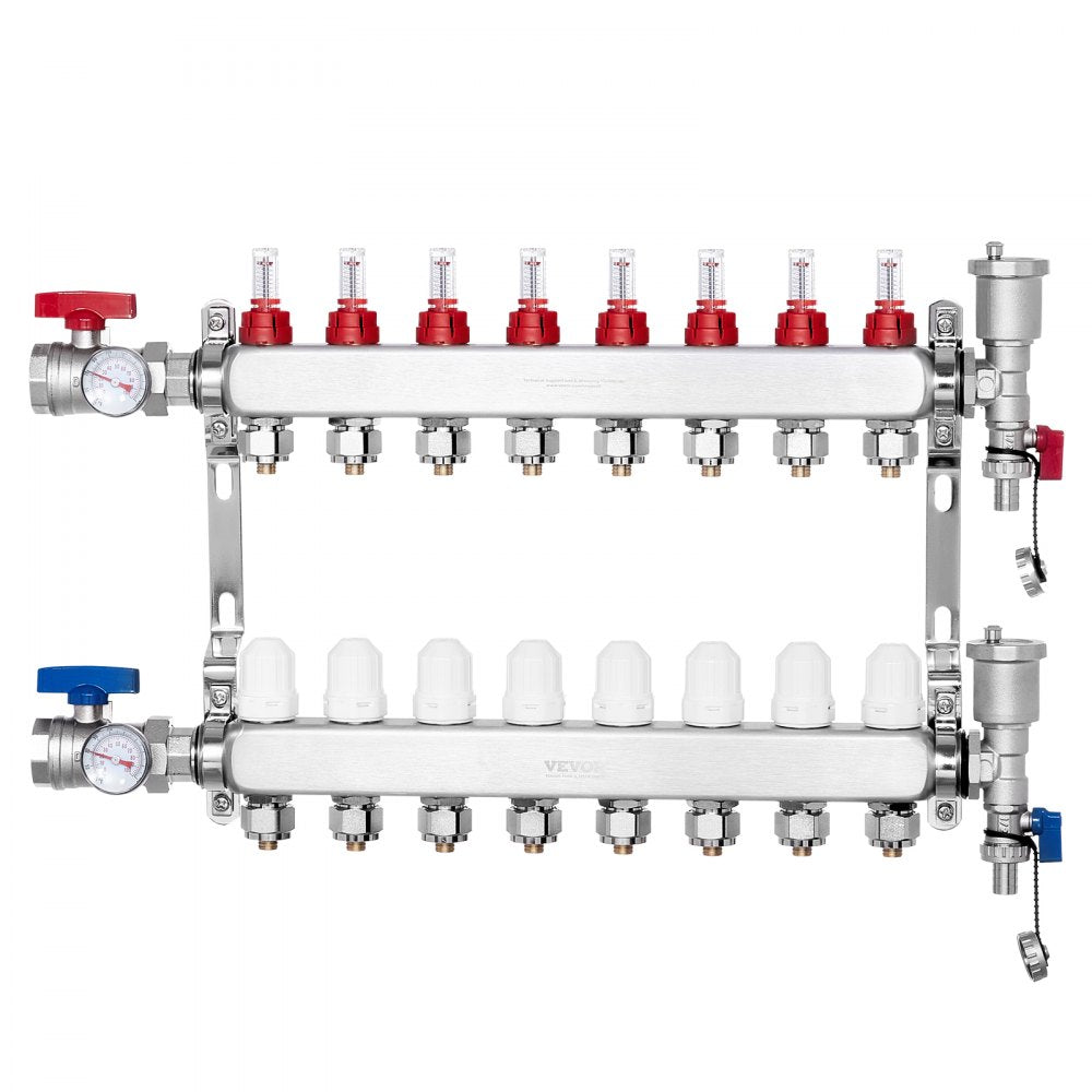 VEVOR 8-Branch Radiant Heat Manifold 1/2