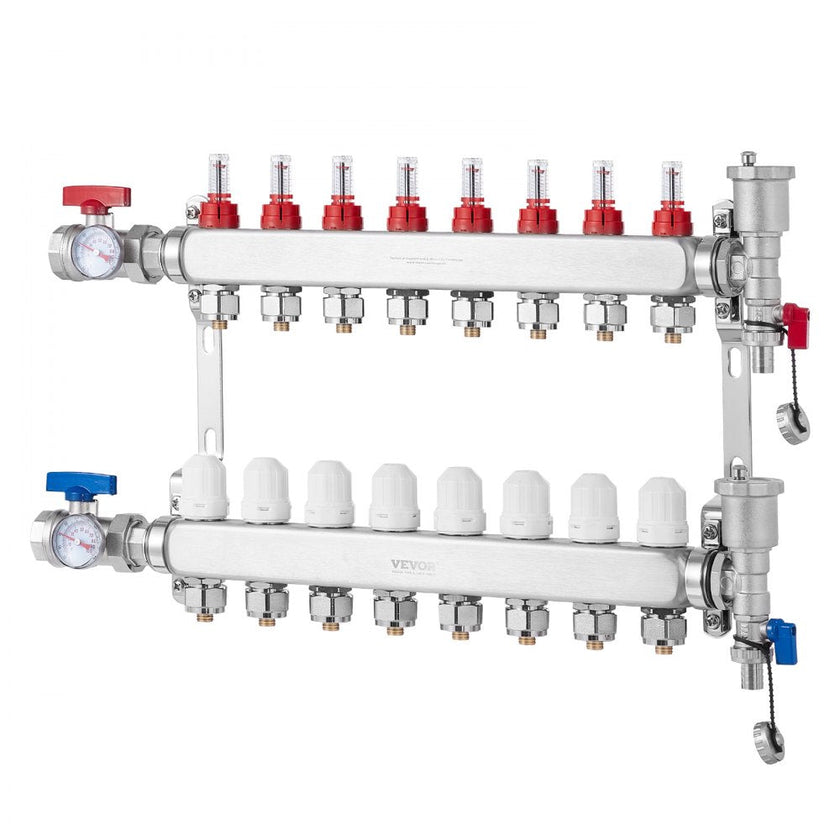 VEVOR 8-Branch Radiant Heat Manifold 1/2