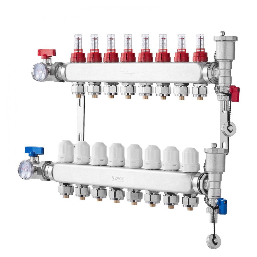 VEVOR 8-Branch Radiant Heat Manifold 1/2