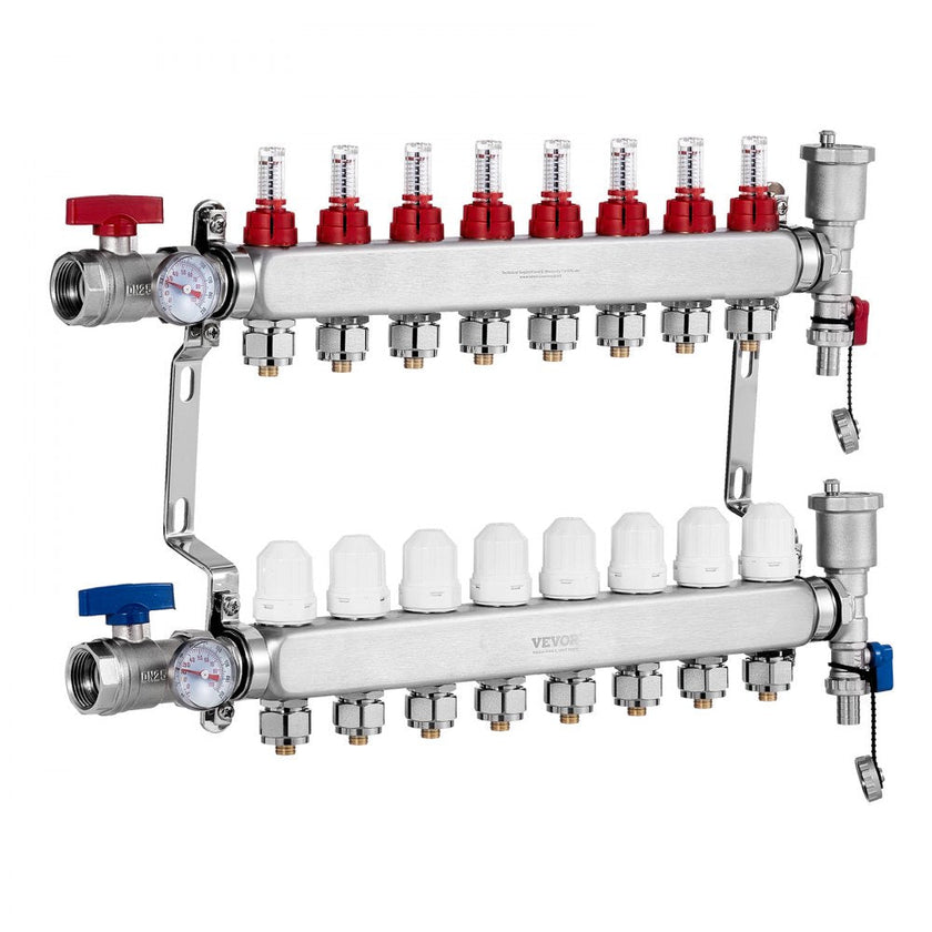 VEVOR 8-Branch Radiant Heat Manifold 1/2