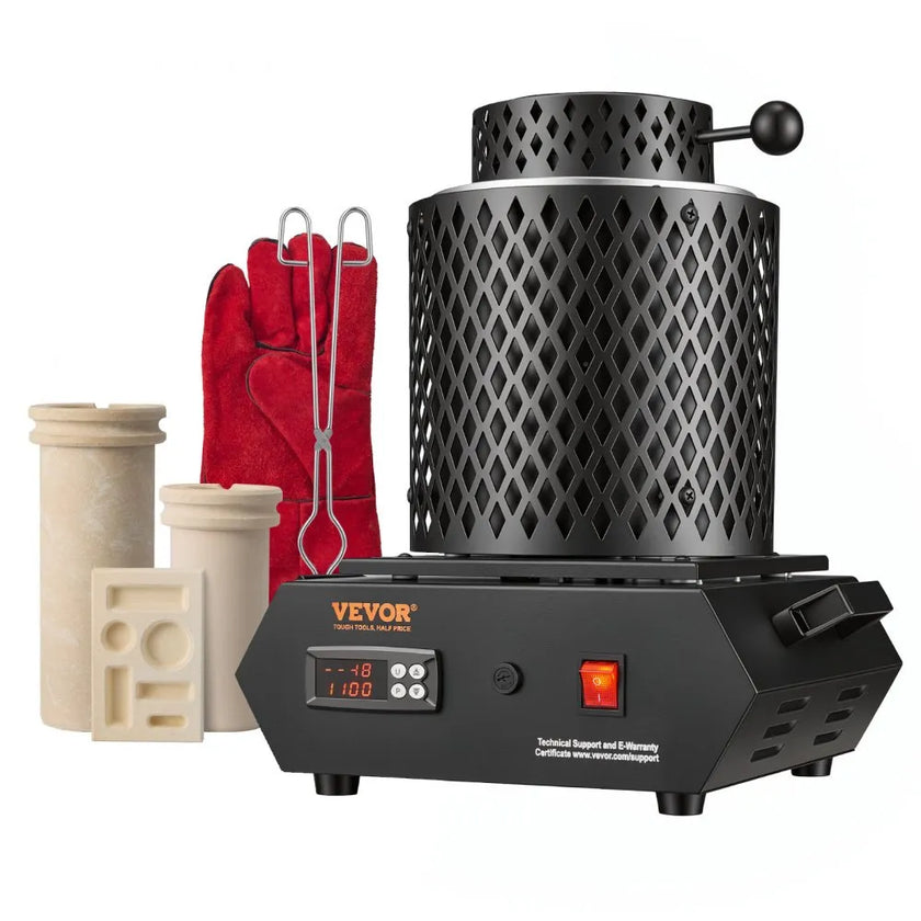 Gold Melting Furnace, 1350W PID Digital Electric Furnace with 1 kg & 3 kg Ceramic Crucibles, 2102°F (1150°C)