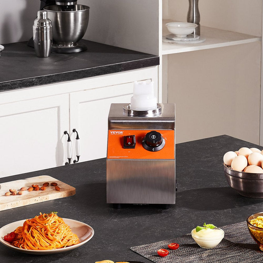 VEVOR Electric Bottle Warmer with Bottle, 0.57 Qt Commercial Cheese Dispenser, Hot Fudge Warmer 86-185? Temp Adjustable, Plastic Bottle Nacho Cheese Sauce Warmer for Hot Fudge Cheese Caramel, Square