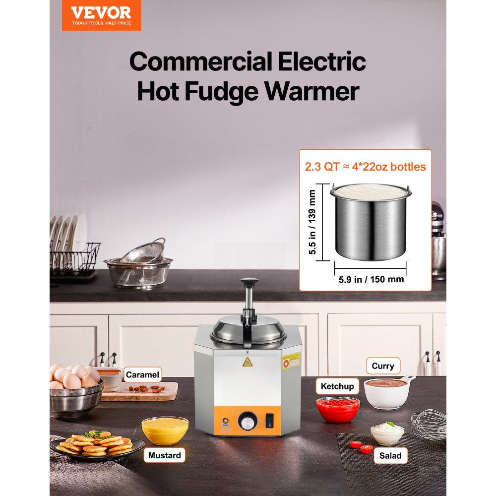 Electric Cheese Dispenser with Heated Pump, 2.4L Commercial Sauce Warmer, Adjustable Temperature 86°F–230°F