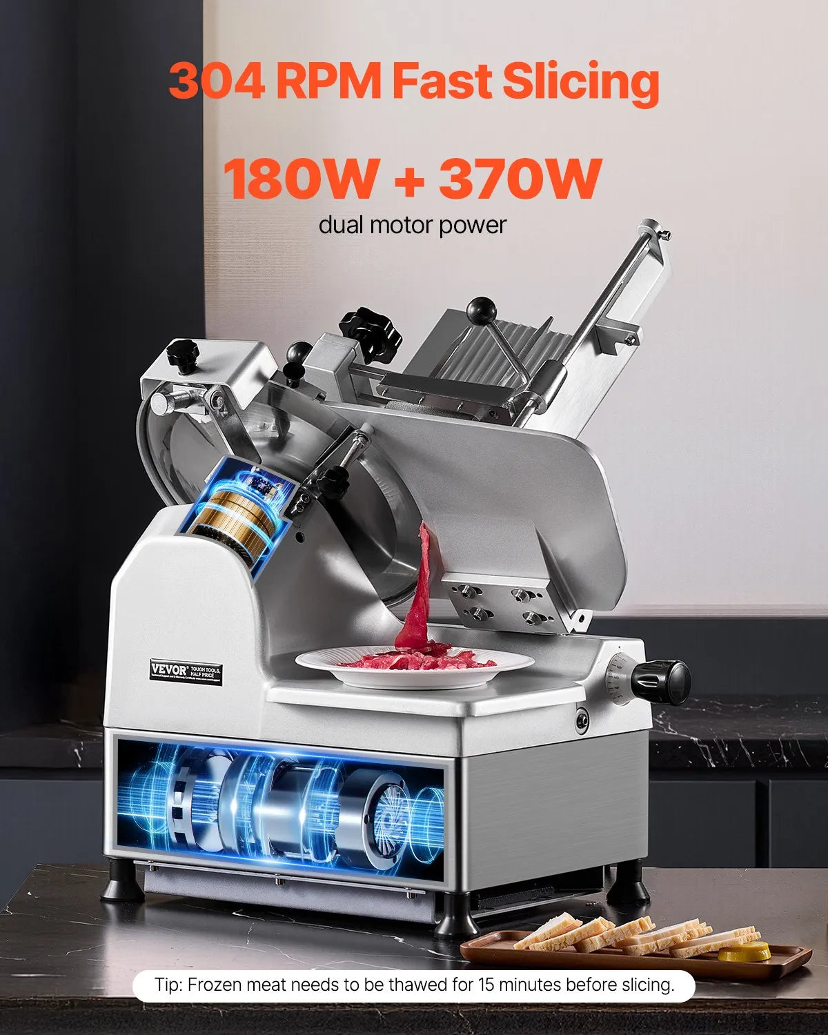 VEVOR Meat Slicer 550W 12 inch Electric Deli Food Slicer for Meat Bread Cheese