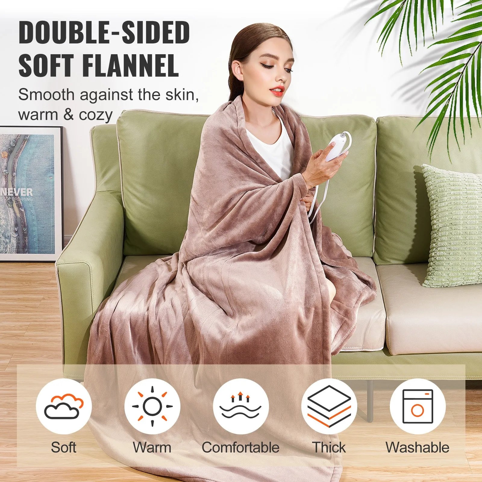 VEVOR Heated Blanket Electric Throw, 100