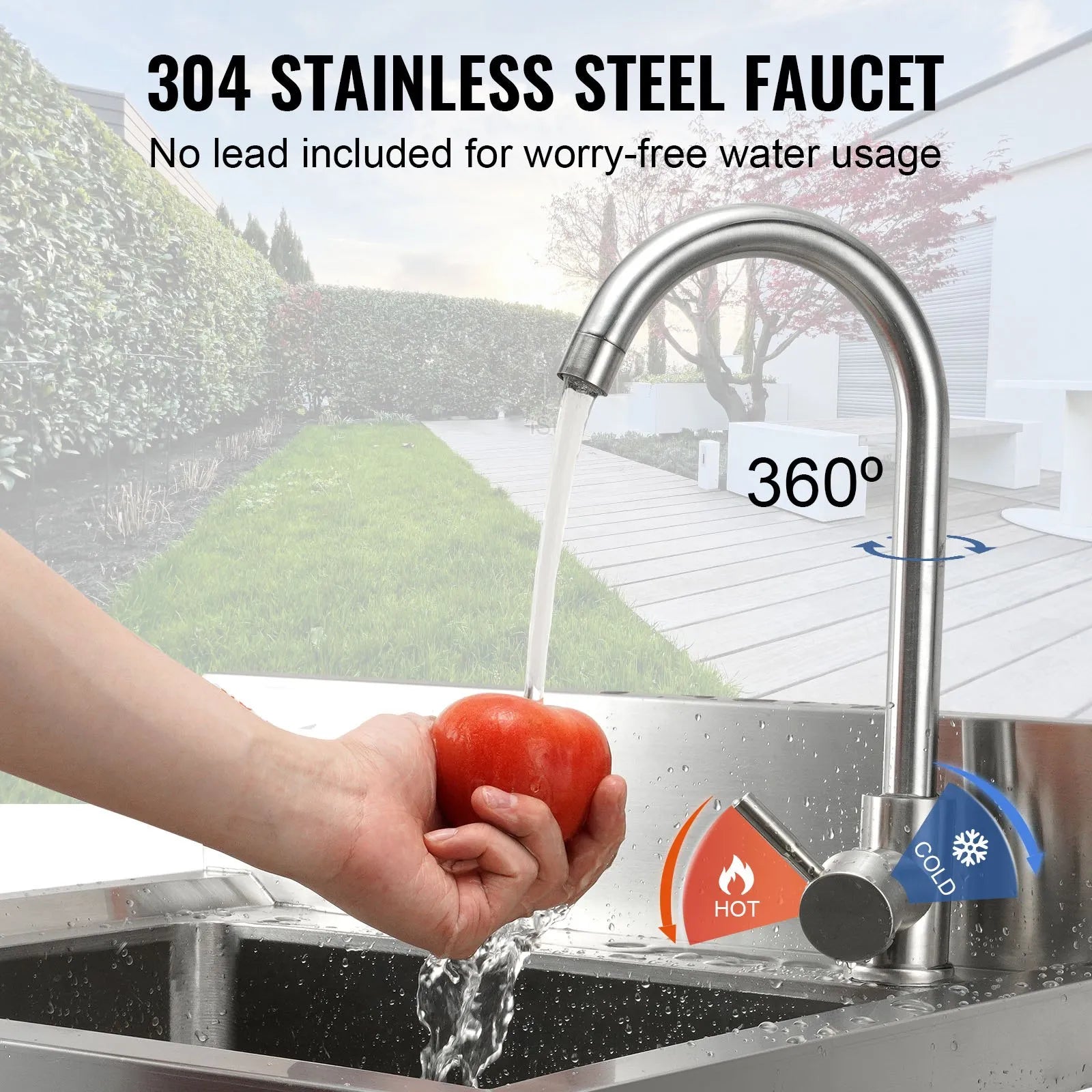 VEVOR Stainless Steel Utility Sink, 16 x 13 x 8.7 in Free Standing Small Sink Include Faucet & legs, 1 Compartment Commercial Single Bowl Sinks for Garage, Restaurant, Kitchen, Laundry