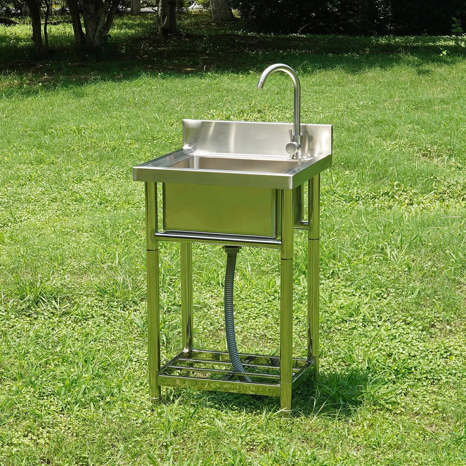 VEVOR Stainless Steel Utility Sink, 16 x 13 x 8.7 in Free Standing Small Sink Include Faucet & legs, 1 Compartment Commercial Single Bowl Sinks for Garage, Restaurant, Kitchen, Laundry