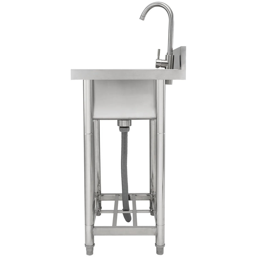 VEVOR Stainless Steel Utility Sink, 16 x 13 x 8.7 in Free Standing Small Sink Include Faucet & legs, 1 Compartment Commercial Single Bowl Sinks for Garage, Restaurant, Kitchen, Laundry