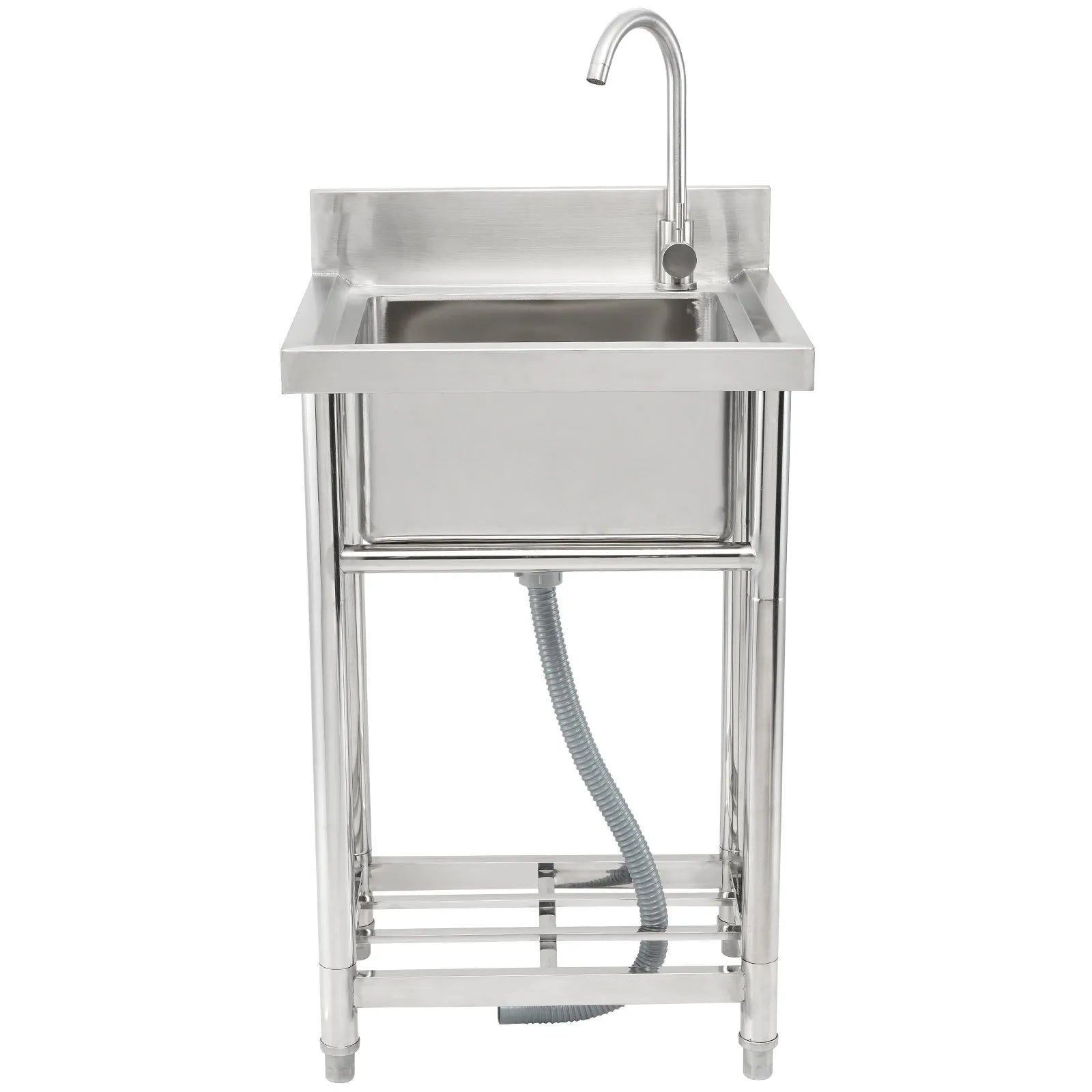 VEVOR Stainless Steel Utility Sink, 16 x 13 x 8.7 in Free Standing Small Sink Include Faucet & legs, 1 Compartment Commercial Single Bowl Sinks for Garage, Restaurant, Kitchen, Laundry