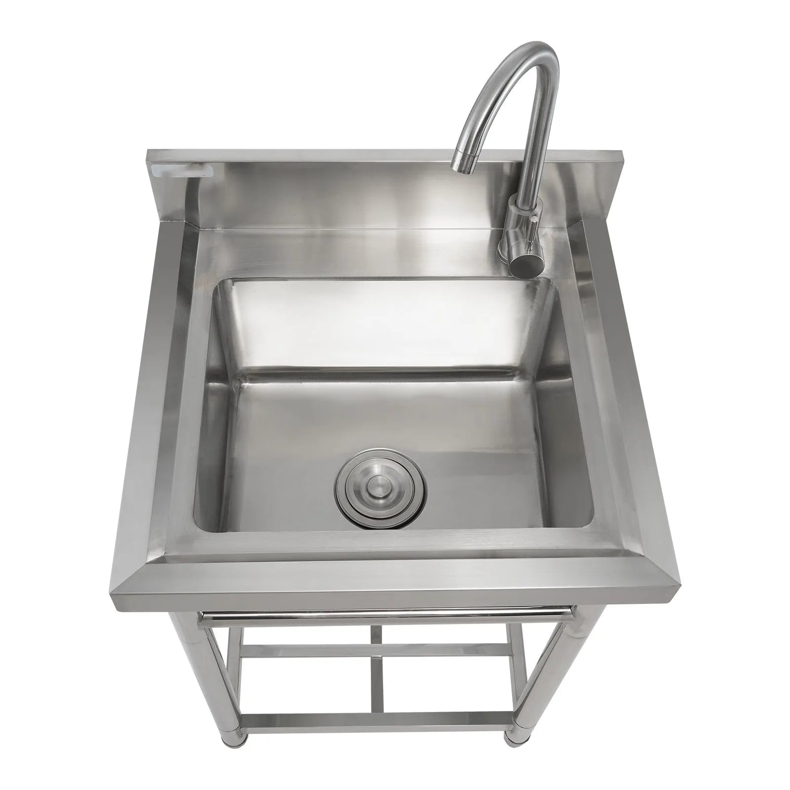 VEVOR Stainless Steel Utility Sink, 16 x 13 x 8.7 in Free Standing Small Sink Include Faucet & legs, 1 Compartment Commercial Single Bowl Sinks for Garage, Restaurant, Kitchen, Laundry