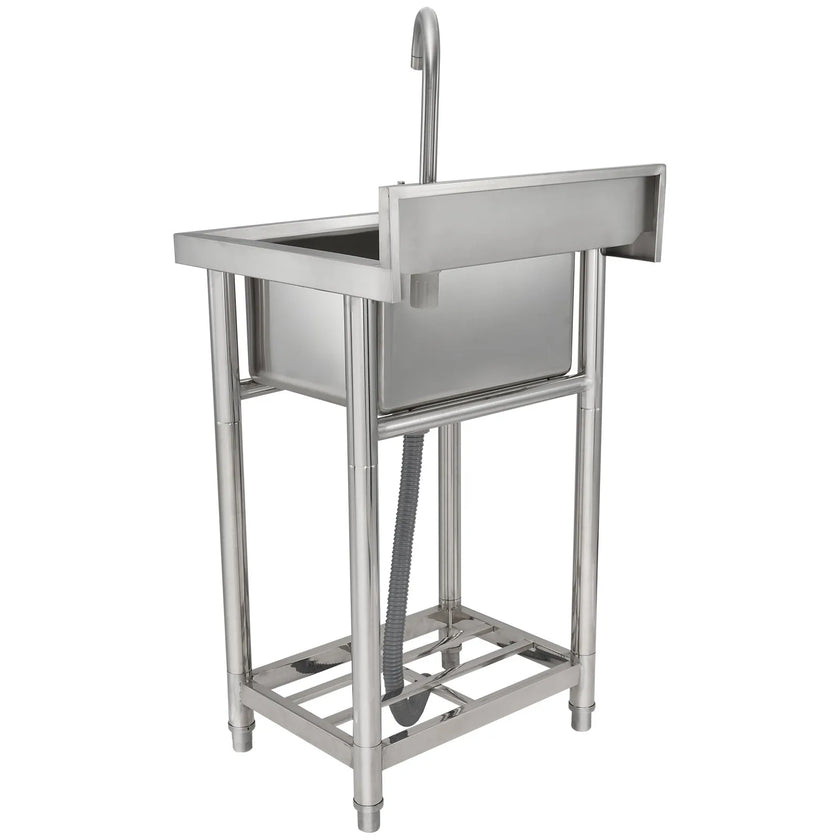VEVOR Stainless Steel Utility Sink, 16 x 13 x 8.7 in Free Standing Small Sink Include Faucet & legs, 1 Compartment Commercial Single Bowl Sinks for Garage, Restaurant, Kitchen, Laundry