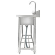 VEVOR Stainless Steel Utility Sink, 47.2 x 19.7 x 37.4 in Free Standing Small Sink w/Workbench Faucet & legs, 1 Compartment Commercial Single Bowl Sinks for Garage, Restaurant, Laundry, NSF Certified