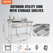 VEVOR Stainless Steel Utility Sink, 39.4 x 19.1 x 37.4 in Free Standing Small Sink w/Workbench Faucet & legs, 1 Compartment Commercial Single Bowl Sinks for Garage, Restaurant, Laundry, NSF Certified