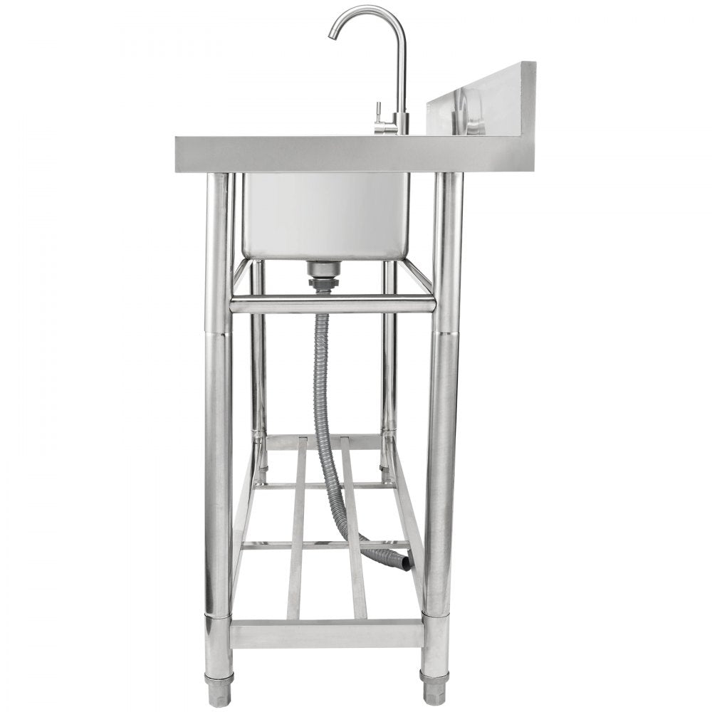 VEVOR Stainless Steel Utility Sink, 39.4 x 19.1 x 37.4 in Free Standing Small Sink w/Workbench Faucet & legs, 1 Compartment Commercial Single Bowl Sinks for Garage, Restaurant, Laundry, NSF Certified