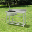 VEVOR Stainless Steel Utility Sink, 47 x 19.7 x 37.4 in Free Standing Single Bowl Commercial Kitchen Sink Set w/Workbench, Commercial Single Bowl Sinks for Garage, Restaurant, Laundry, NSF Certified