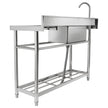 VEVOR Stainless Steel Utility Sink, 47 x 19.7 x 37.4 in Free Standing Single Bowl Commercial Kitchen Sink Set w/Workbench, Commercial Single Bowl Sinks for Garage, Restaurant, Laundry, NSF Certified