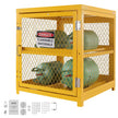VEVOR Horizontal Cylinder Storage Cabinet, 4 x 33 lbs Cylinder Capacity, 31.02x30.04x35 inch Propane Storage Cage, Gas Cylinder Cabinet, Yellow Powder Coat Finish, for Freon, Gases, Oxygen, Nitrogen