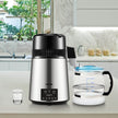 VEVOR Water Distiller, 1 L/H, 4L Distilled Water Maker w/ 0-99 H Timing, 750W Countertop Water Purifier w/ Dual Temp Display, Glass Carafe Cleaning Powder 3 Carbon Packs Equipped, FDA Approved, Silver