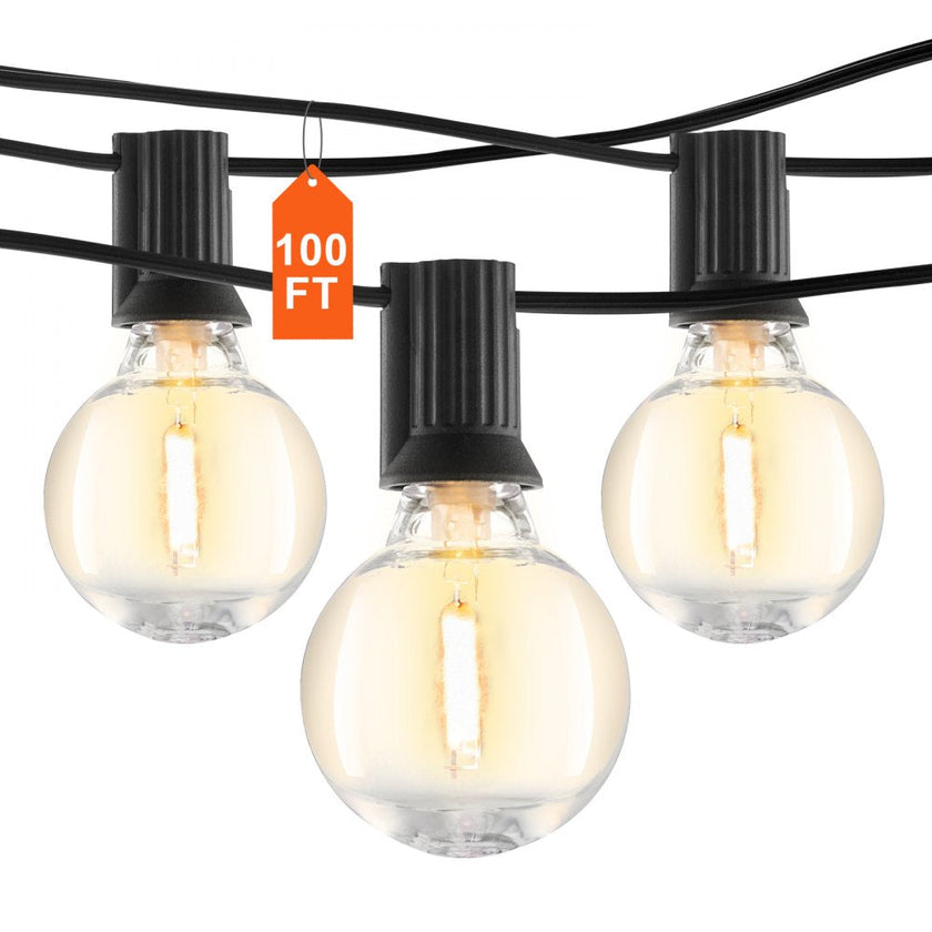 VEVOR 100FT LED Outdoor String Patio Lights Waterproof G40 Shatterproof Bulbs