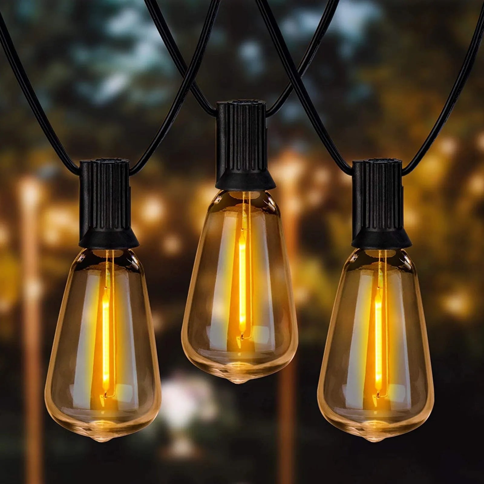 200FT LED Outdoor String Lights – 100 ST38 Shatterproof Bulbs – 2700K Dimmable Waterproof Patio Lights