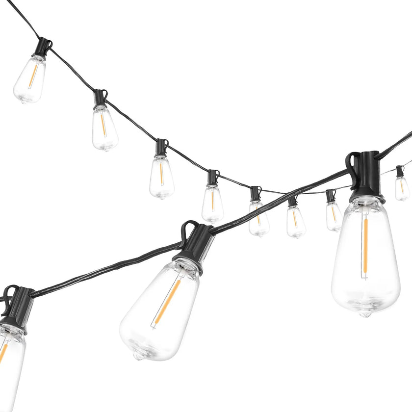 200FT LED Outdoor String Lights – 100 ST38 Shatterproof Bulbs – 2700K Dimmable Waterproof Patio Lights