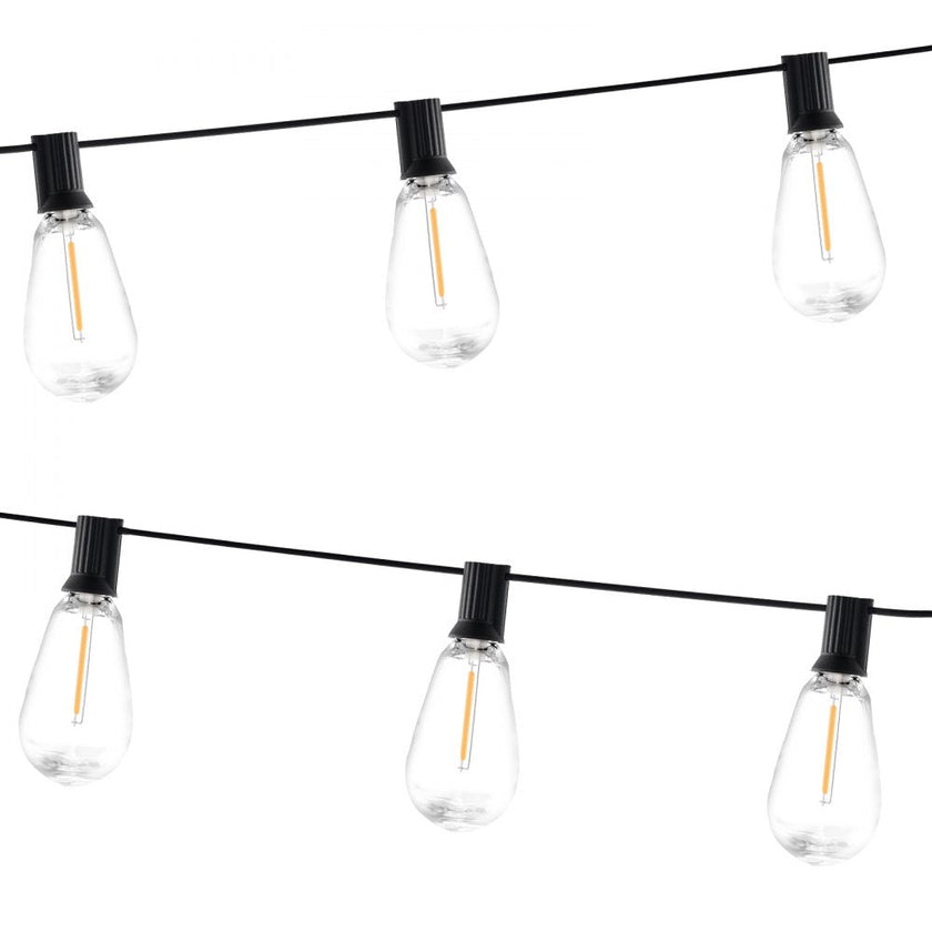 VEVOR 50FT LED Outdoor String Patio Lights Waterproof 15 S14 Shatterproof Bulbs