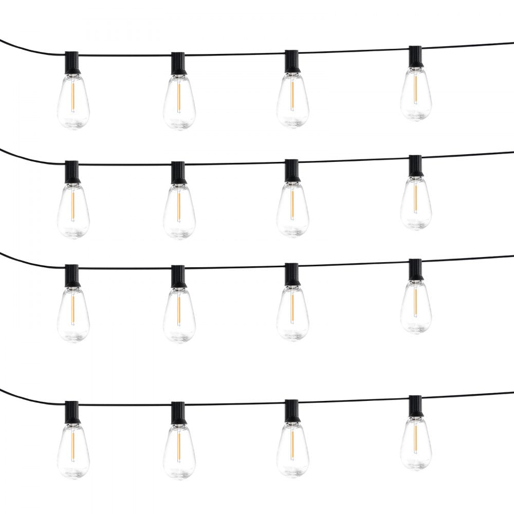 VEVOR 50FT LED Outdoor String Patio Lights Waterproof 15 S14 Shatterproof Bulbs